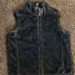 Grey fur reversible vest